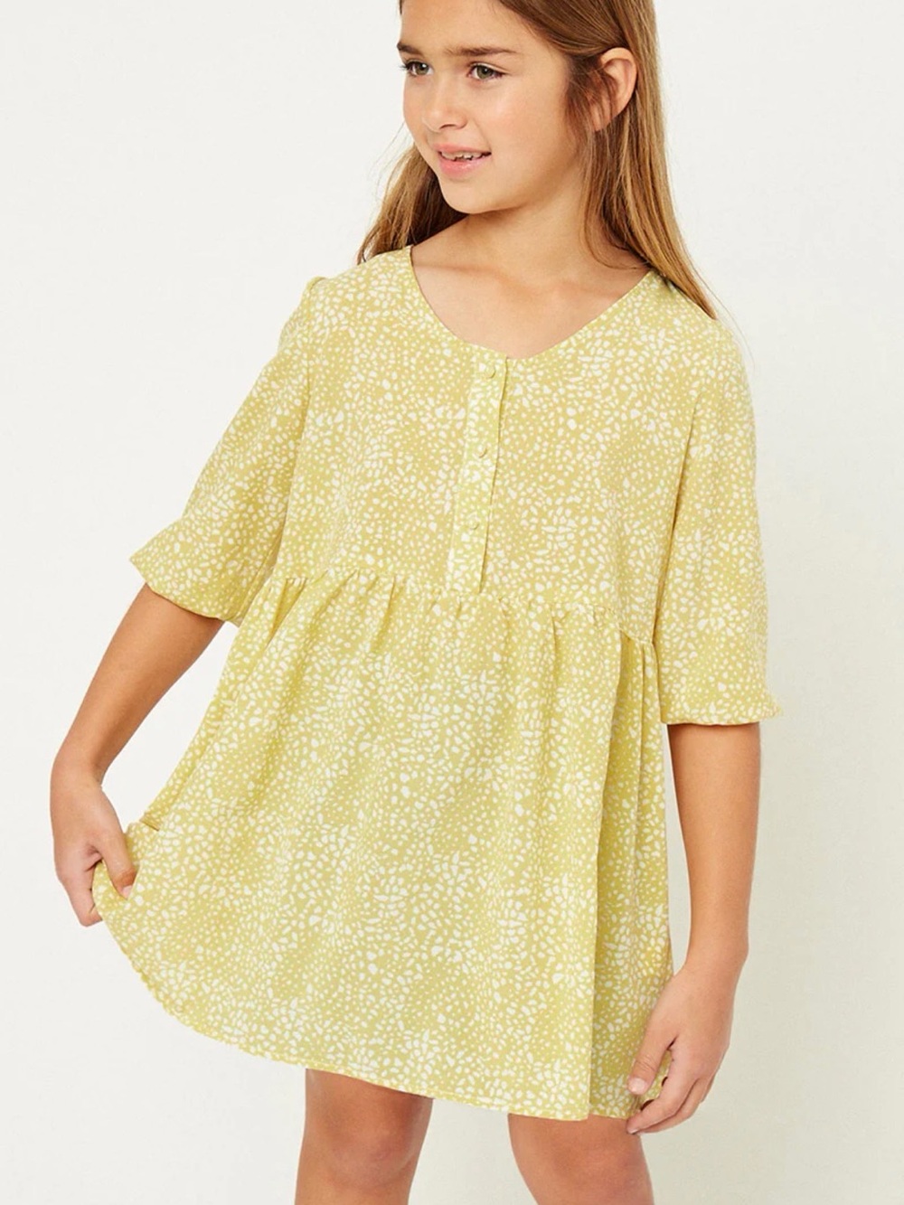Hayden Girls Yellow Floral Casual Swing Dress